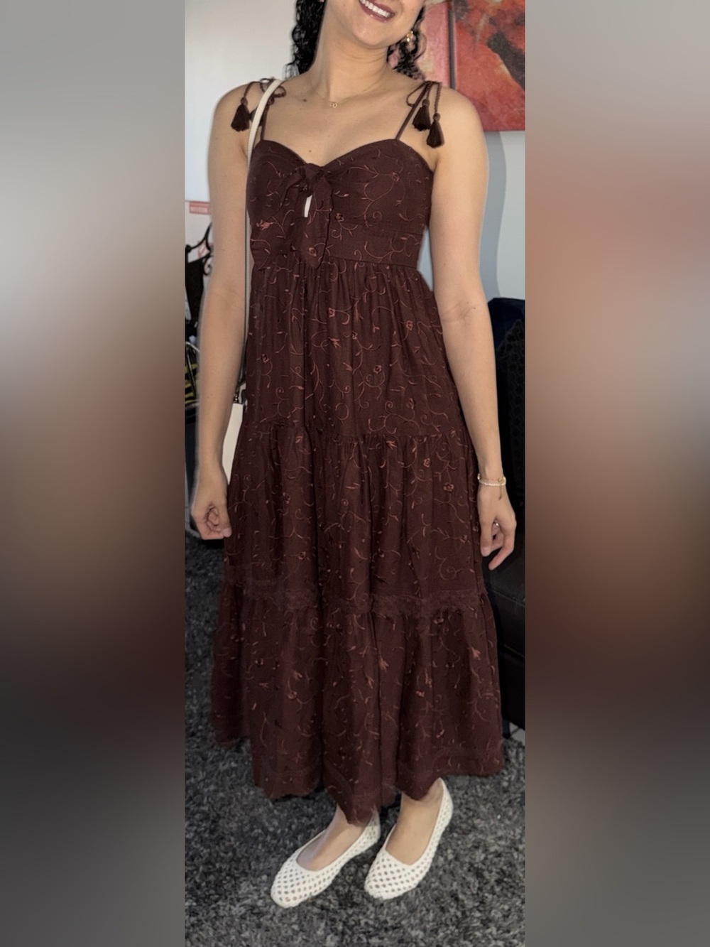 Women's Brown Tiered Dress. Size: S (Like New)